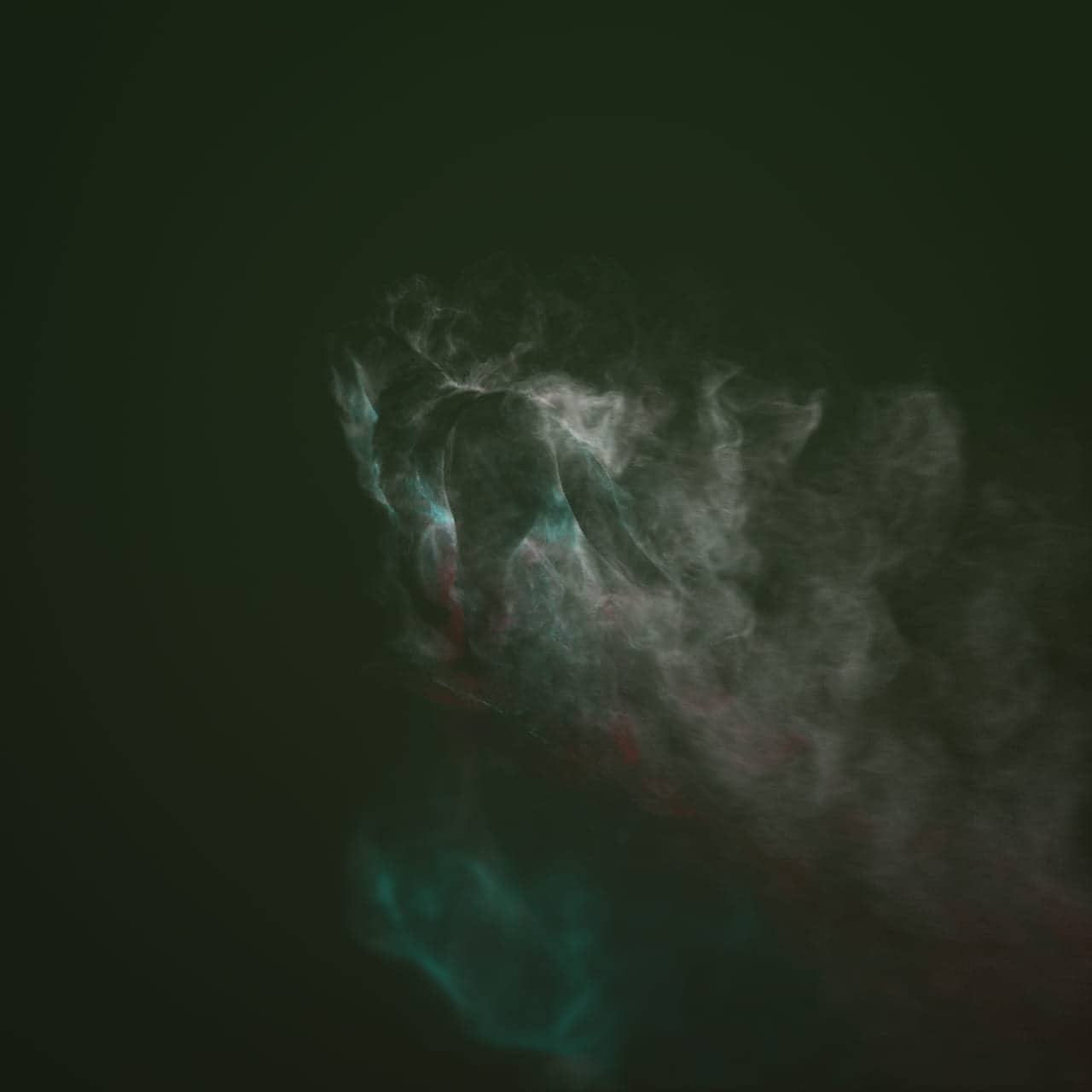 Volumetric simulation — smoke resolving into form — frame 02