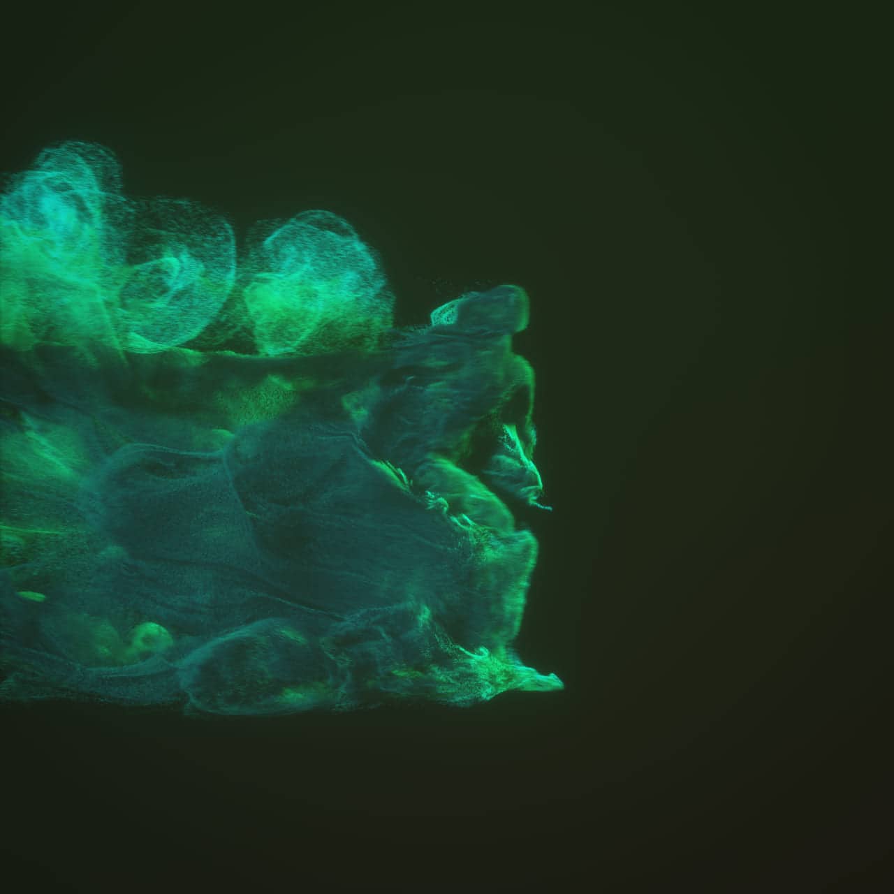 Volumetric simulation — smoke resolving into form — frame 05
