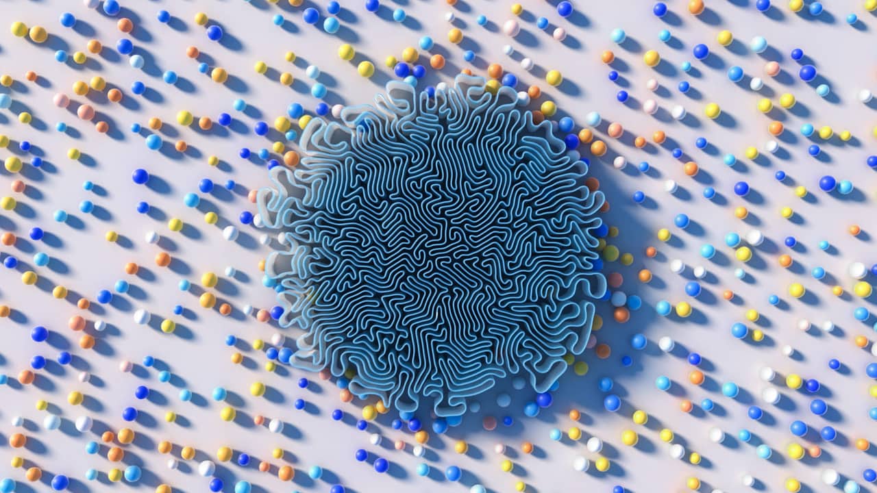 Cloth and particle simulation — ribbon — frame 01