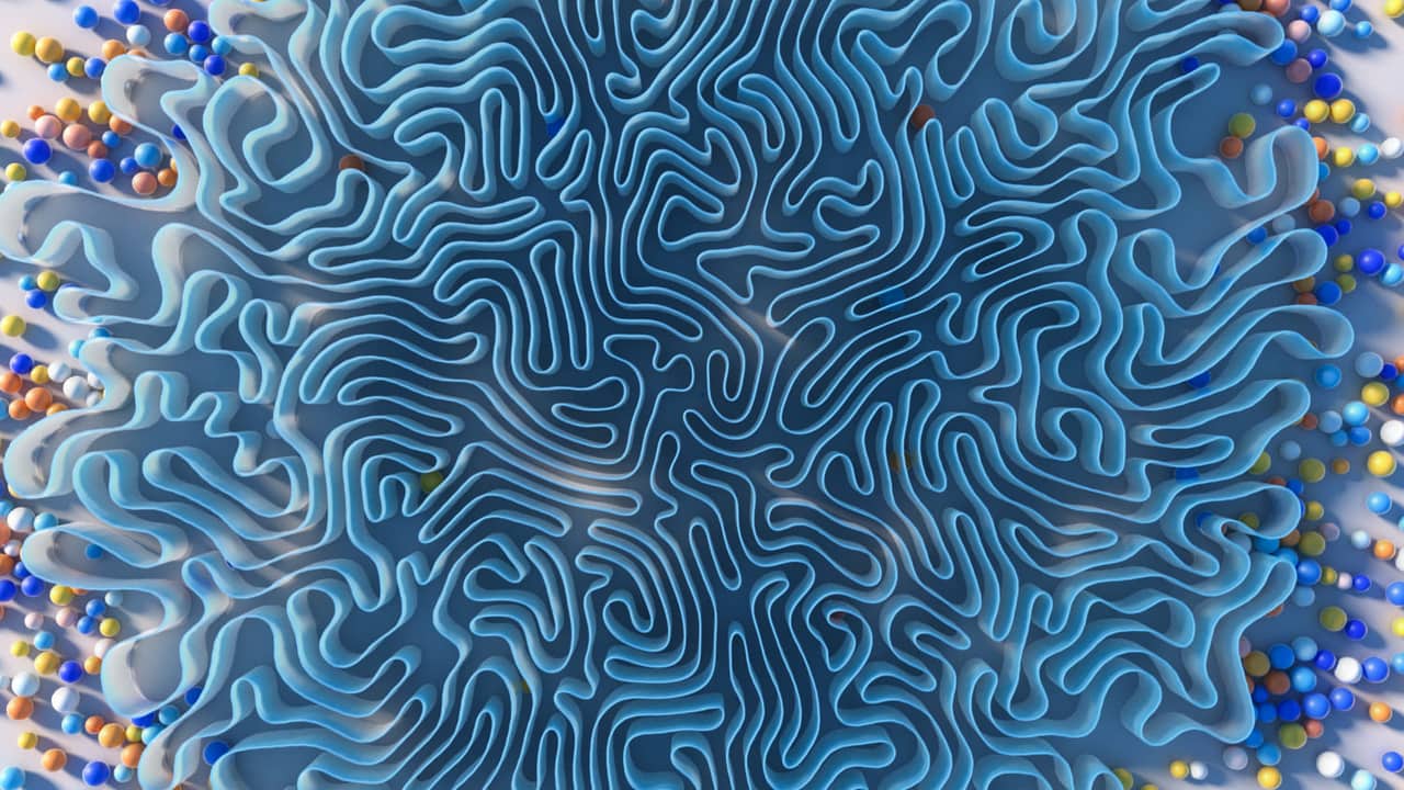 Cloth and particle simulation — ribbon — frame 03
