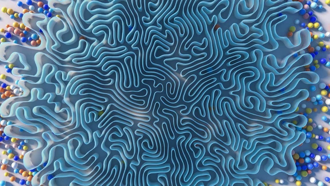 X-Particles simulation — a ribbon resolving out of drifting particles
