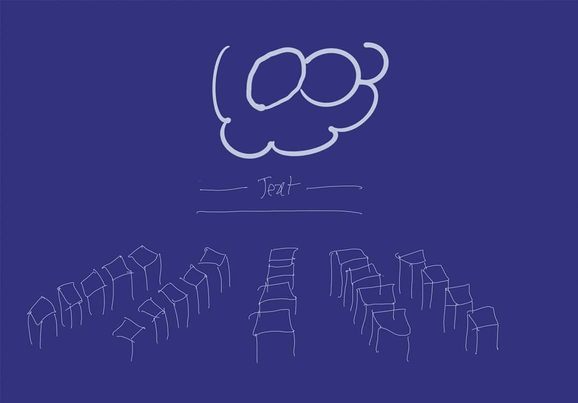 Hand-drawn storyboard cell — the shot, before it is built
